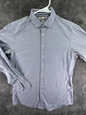 Thomas Pink Long Sleeve Casual Button Up Shirt Men Gray 15.5 Slim Fit Adult